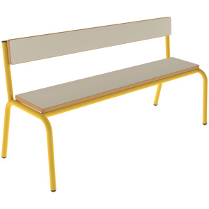 Banc MOLY avec dossier MDF mélaminé ép.19 mm chant vernis piètement époxy - L120 cm - T6 - Ivoire