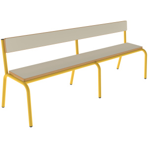 Banc MOLY avec dossier MDF mélaminé ép.19 mm chant vernis piètement époxy - L160 cm - T6 - Ivoire