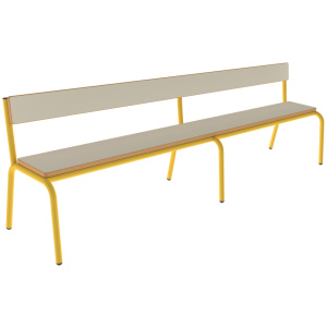 Banc MOLY avec dossier MDF mélaminé ép.19 mm chant vernis piètement époxy - L200 cm - T6 - Ivoire