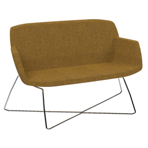 Canapé KALYS 2 places tissu Step Melange piètement fil croisé chromé - L120xP67xH82 cm