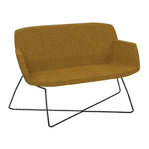 Canapé KALYS 2 places tissu Step Melange piètement fil croisé époxy - L120xP67xH82 cm - Noir
