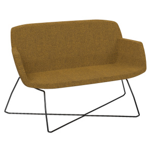 Canapé KALYS 2 places tissu Step Melange piètement fil croisé époxy - L120xP67xH82 cm - Noir