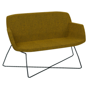 Canapé KALYS 2 places tissu Step Melange piètement fil croisé époxy - L120xP67xH82 cm - Noir