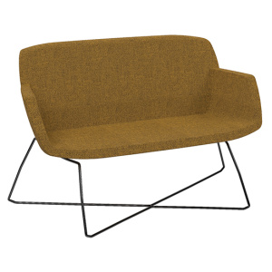 Canapé KALYS 2 places tissu Step Melange piètement fil croisé époxy - L120xP67xH82 cm - Noir
