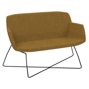Canapé KALYS 2 places tissu Step Melange piètement fil croisé époxy - L120xP67xH82 cm - Noir