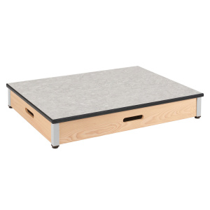 Estrade dessus ép.21 mm plastique chant antichoc piètement bois et époxy - L150xP50xH17 cm - Gris