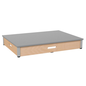 Estrade dessus ép.18 mm antidérapant chant ABS piètement bois et époxy - L150xP50xH17 cm - Gris