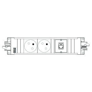 Bloc multiprises 2 prises terre + RJ45