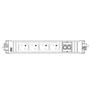 Bloc multiprises 4 prises TER + 2 RJ45