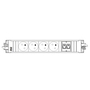 Bloc multiprises 4 prises TER + 2 RJ45