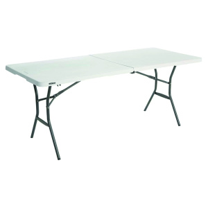 Table pliante monobloc LIFETIME avec piètement encastré - 183x76x75 cm - blanc/gris
