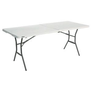 Table pliante monobloc LIFETIME avec piètement encastré - 183x76x75 cm - blanc/gris