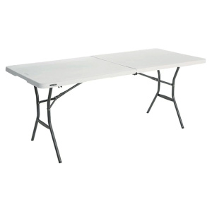 Table pliante LIFETIME plateau polyéthylène piètement époxy - 183x76 cm - T6 - blanc/gris