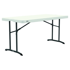 Table pliante monobloc LIFETIME avec piètement encastré - 152x76x75 cm - blanc/gris