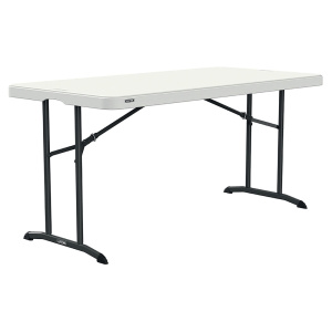 Table pliante monobloc LIFETIME avec piètement encastré - 152x76x75 cm - blanc/gris