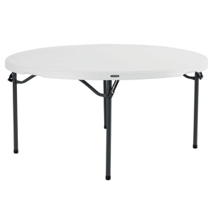 Table pliante LIFETIME plateau polyéthylène piètement époxy - D152 cm - T6 - blanc/gris