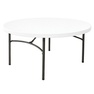 Table pliante LIFETIME plateau polyéthylène piètement époxy - D152 cm - T6 - blanc/gris