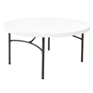 Table pliante LIFETIME plateau polyéthylène piètement époxy - D152 cm - T6 - blanc/gris