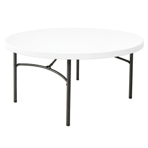 Table pliante LIFETIME plateau polyéthylène piètement époxy - D152 cm - T6 - blanc/gris