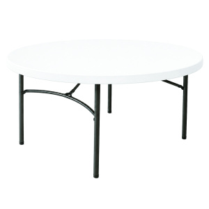 Table pliante LIFETIME plateau polyéthylène piètement époxy - D152 cm - T6 - blanc/gris