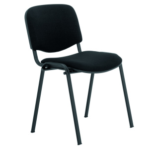 Chaise LEO SOFT assise et dossier tissu piètement époxy - T6 - Noir/Noir RAL 9005