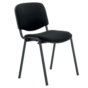 Chaise LEO SOFT assise et dossier tissu piètement époxy - T6 - Noir/Noir RAL 9005