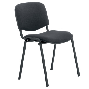 Chaise LEO SOFT assise et dossier tissu piètement époxy - T6 - Gris/Noir RAL 9005