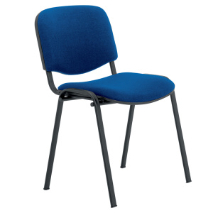 Chaise LEO SOFT assise et dossier tissu piètement époxy - T6 - Bleu/Noir RAL 9005