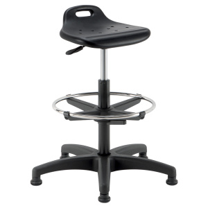 Siège SMILE PG assise et dossier polyuréthane avec repose-pieds piètement nylon - HA54 à 79 cm - Noir