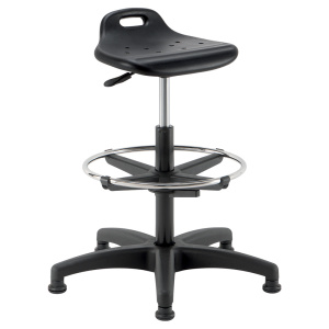 Siège SMILE PG assise et dossier polyuréthane avec repose-pieds piètement nylon - HA54 à 79 cm - Noir