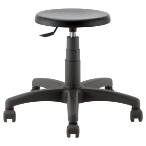 Tabouret MEA mobile assise polyuréthane piètement nylon - H41 à 54 cm - Noir