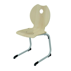 Chaise AST coque FLEUR bois Blueprotech® piètement époxy - T6 - Gris alu RAL 9006