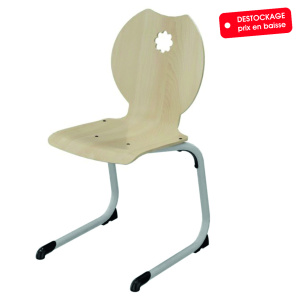 Chaise AST coque FLEUR bois Blueprotech® piètement aluminium époxy - T6 - Gris alu RAL 9006