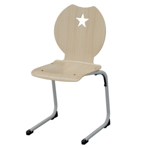 Chaise AST coque Étoile bois Blueprotech® piètement époxy - T6 - Gris alu RAL 9006