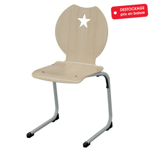 Chaise AST coque Étoile bois Blueprotech® piètement époxy - T6 - Gris alu RAL 9006