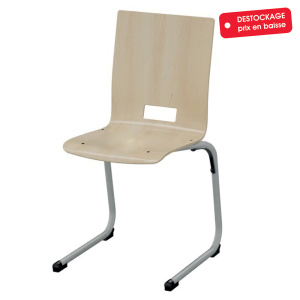 Chaise AST coque Spring II bois Blueprotech® piètement époxy - T6 - Gris alu RAL 9006