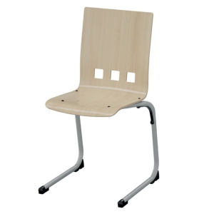 Chaise AST coque K bois Blueprotech® piètement époxy - T6 - Gris alu RAL 9006