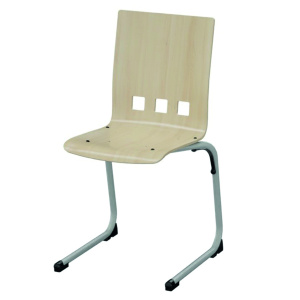 Chaise AST coque K bois Blueprotech® piètement époxy - T6 - Gris alu RAL 9006