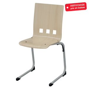 Chaise AST coque K bois Blueprotech® piètement époxy - T6 - Gris alu RAL 9006