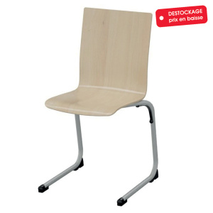 Chaise AST coque Atlantide bois Blueprotech® piètement époxy - T6 - Gris alu RAL 9006