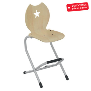 Chaise LÉNA II coque Étoile L320 bois Blueprotech® piètement aluminium époxy - H52 cm - Gris alu RAL 9006