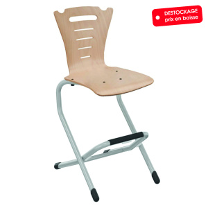 Chaise LÉNA II coque Coraly L320 bois Blueprotech® piètement aluminium époxy - H52 cm - Gris RAL 9006