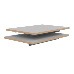Lot de 2 plateaux TAGE/GANGE ép.21 mm stratifié chant bois - 70x50 cm - Gris perle
