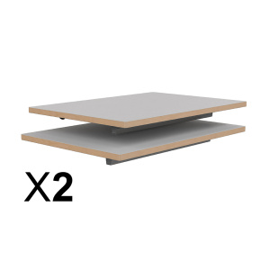 Lot de 2 plateaux TAGE/GANGE ép.21 mm stratifié chant bois - 70x50 cm - Gris perle