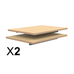 Lot de 2 plateaux TAGE/GANGE ép.21 mm stratifié chant bois - 70x50 cm - Hêtre miel