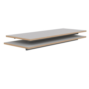 Lot de 2 plateaux TAGE/GANGE ép.21 mm stratifié chant bois - 130x50 cm - Gris perle