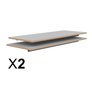 Lot de 2 plateaux TAGE/GANGE ép.21 mm stratifié chant bois - 130x50 cm - Gris perle