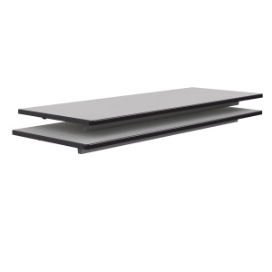 Lot de 2 plateaux TAGE/GANGE antibruit ép.21 mm stratifié chant polyuréthane noir - 130x50 cm - Gris perle