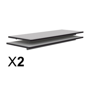 Lot de 2 plateaux TAGE/GANGE antibruit ép.21 mm stratifié chant polyuréthane noir - 130x50 cm - Gris perle