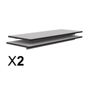 Lot de 2 plateaux TAGE/GANGE antibruit ép.21 mm stratifié chant polyuréthane noir - 130x50 cm - Gris perle